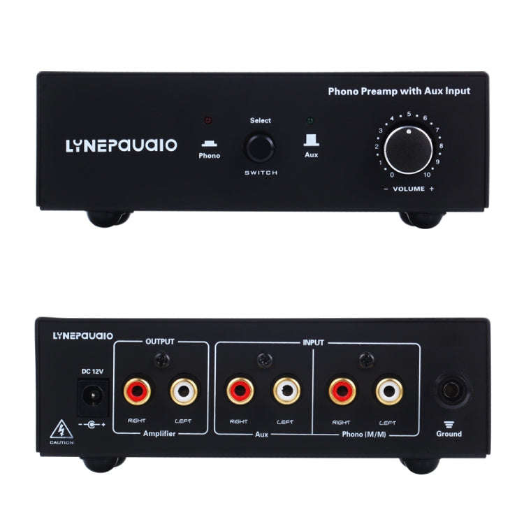 B855 LINEPAUDIO Phone Prephonograph Signal Amplifier with Auxiliary Input and Volume Control (Black)