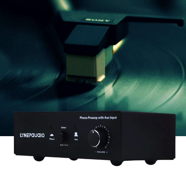 B855 LINEPAUDIO Phone Prephonograph Signal Amplifier with Auxiliary Input and Volume Control (Black)