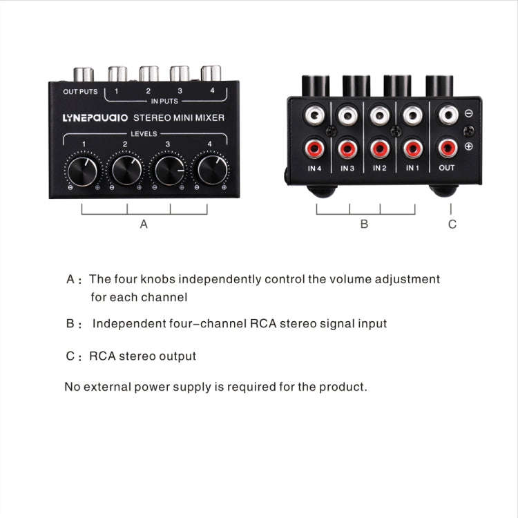 LINEPAUDIO B896 Four-channel Sassive Mixer (Black)