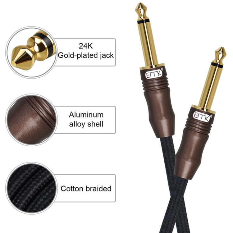 EMK 6.35mm Male to Male 3 Section Gold-plated Plug Cotton Braided Audio Cable for Guitar Amplifie...