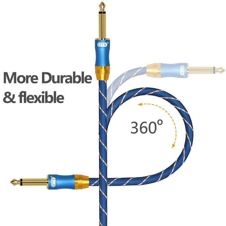 EMK 6.35mm Male to Male 3 Section Gold-plated Plug Grid Nylon Braided Audio Cable for Speaker Amp...