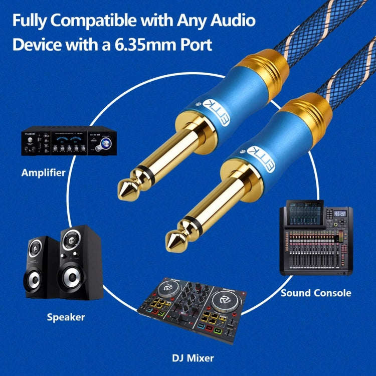 EMK 6.35mm Male to Male 3 Section Gold-plated Plug Grid Nylon Braided Audio Cable for Speaker Amp...