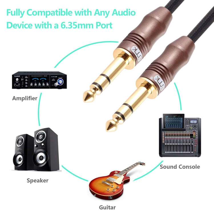 EMK 6.35mm Male to Male 4 Section Gold-plated Plug Cotton Braided Audio Cable for Guitar Amplifie...