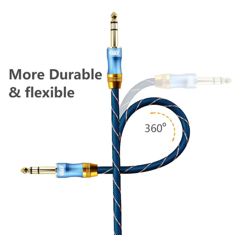 EMK 6.35mm Male to Male 4 Section Gold-plated Plug Grid Nylon Braided Audio Cable for Speaker Amp...