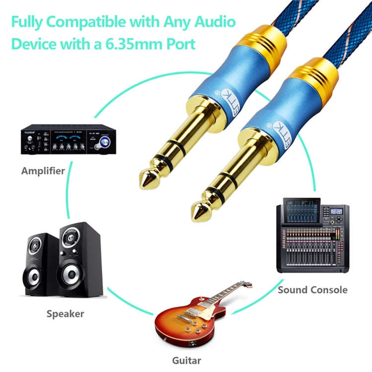 EMK 6.35mm Male to Male 4 Section Gold-plated Plug Grid Nylon Braided Audio Cable for Speaker Amp...