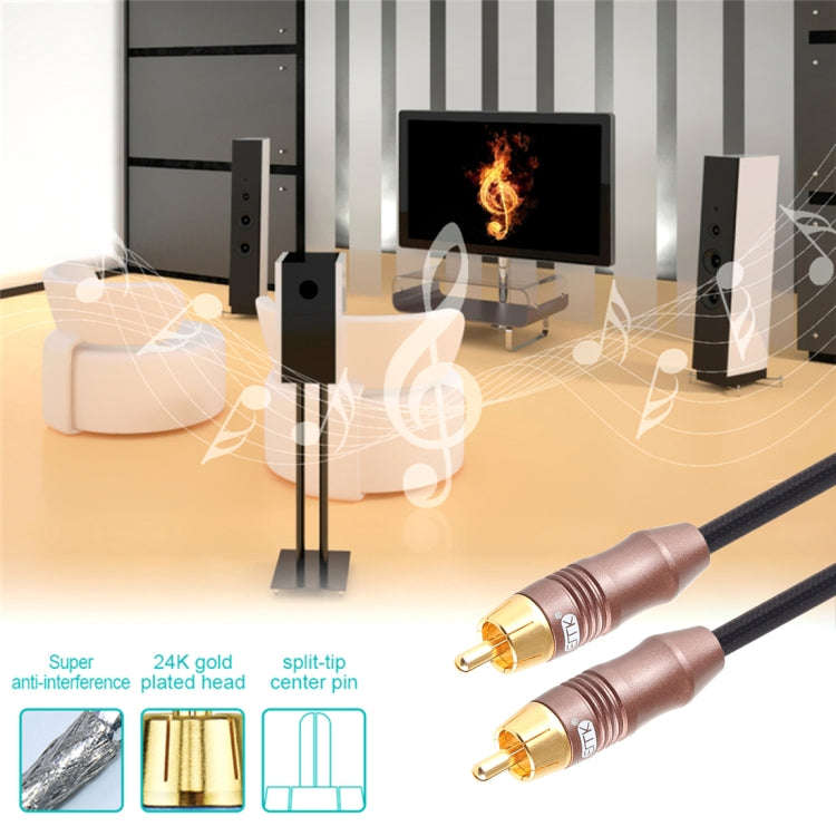 EMK 8mm RCA Male to 6mm RCA Male Gold-plated Plug Cotton Braided Audio Coaxial Cable for Speaker ...
