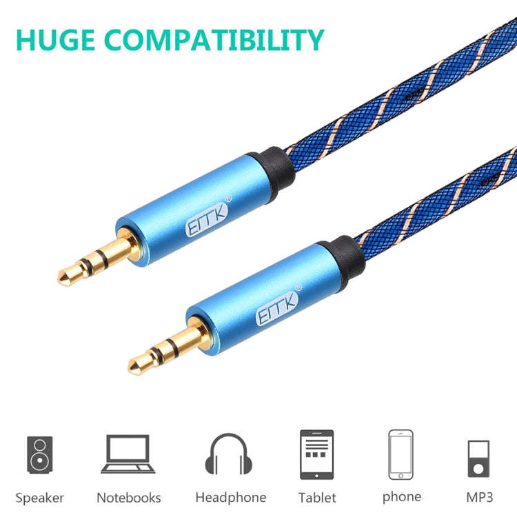 EMK 3.5mm Male to Male Grid Nylon Braided Audio Cable for Speaker / Notebooks / Headphone, Length...
