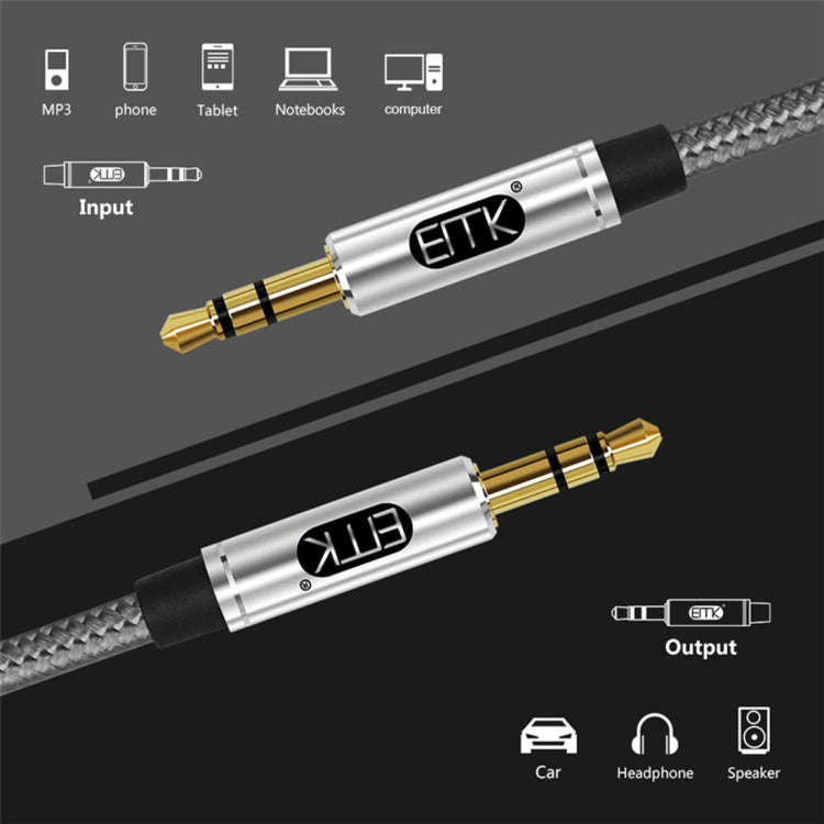 EMK 3.5mm Male to Male Gold-plated Plug Cotton Braided Audio Cable for Speaker / Notebooks / Head...