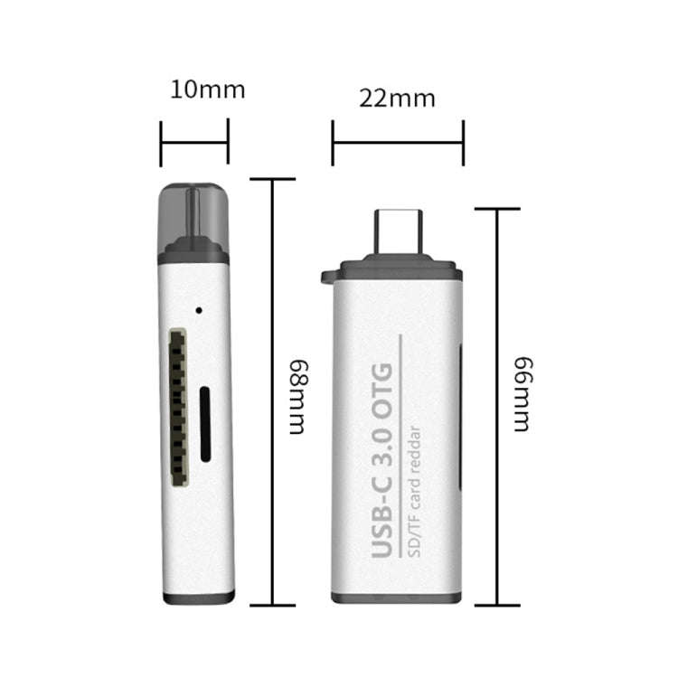 ADS-103 3 in 1 Type-C Male to USB 3.0 Female + SD / TF Card Slots OTG Adapter SD / TF Card Reader...