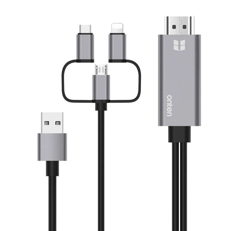 Onten OTN-7537A 3 in 1 1080P Mobile HD Screen Player Adapter Cable(Grey)