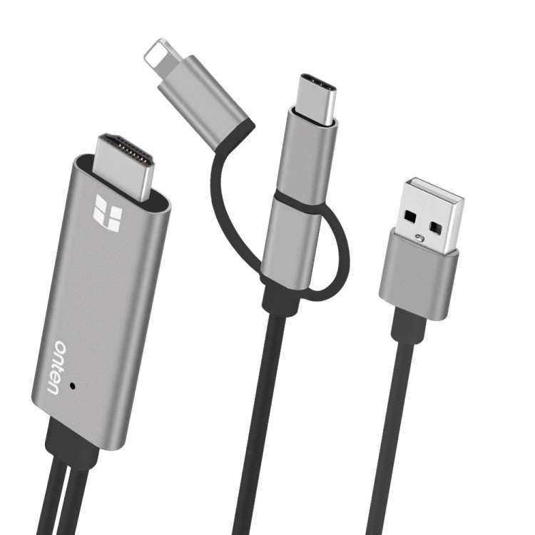 Onten OTN-7537A 3 in 1 1080P Mobile HD Screen Player Adapter Cable(Grey)