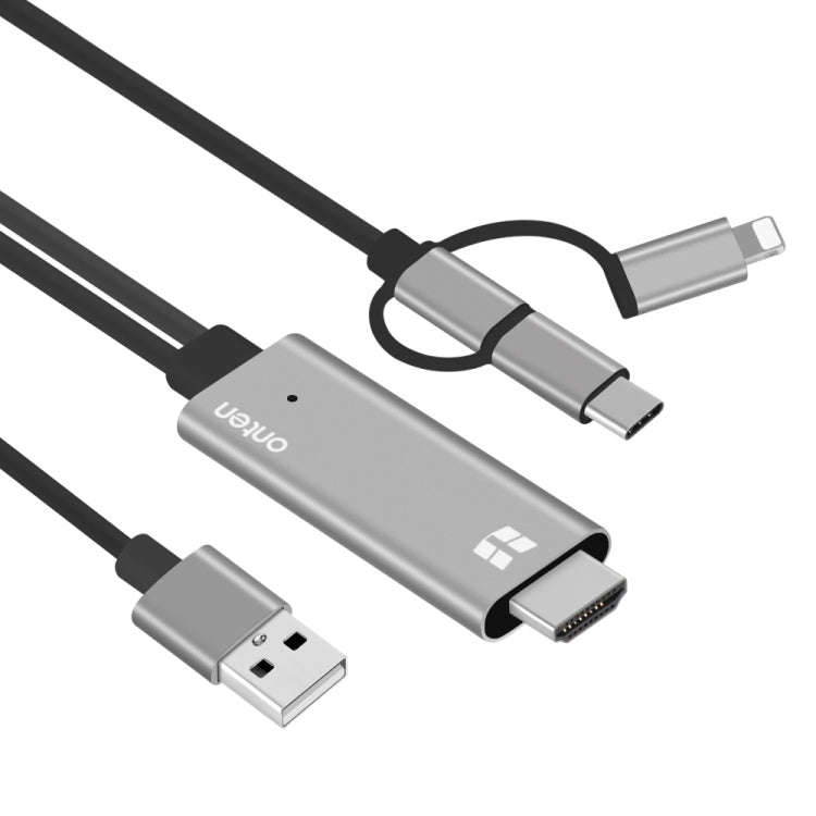 Onten OTN-7537A 3 in 1 1080P Mobile HD Screen Player Adapter Cable(Grey)