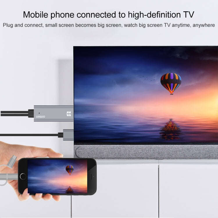 Onten OTN-7537A 3 in 1 1080P Mobile HD Screen Player Adapter Cable(Grey)