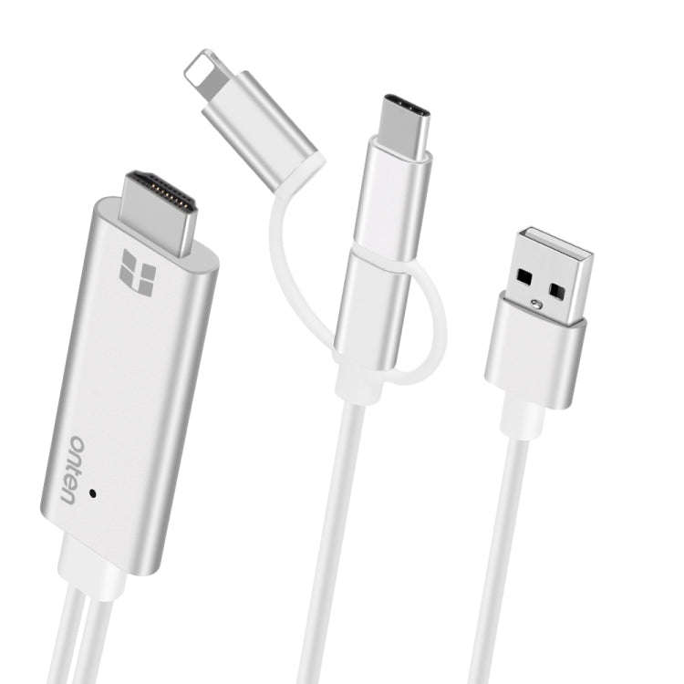 Onten OTN-7537A 3 in 1 1080P Mobile HD Screen Player Adapter Cable(Silver)
