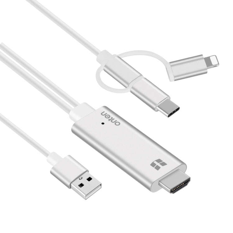 Onten OTN-7537A 3 in 1 1080P Mobile HD Screen Player Adapter Cable(Silver)