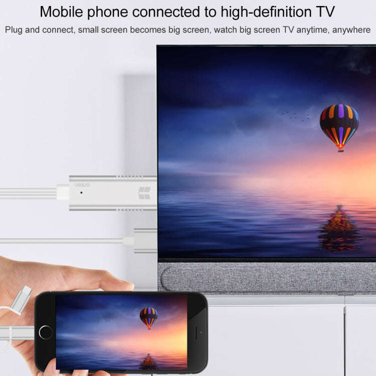 Onten OTN-7537A 3 in 1 1080P Mobile HD Screen Player Adapter Cable(Silver)