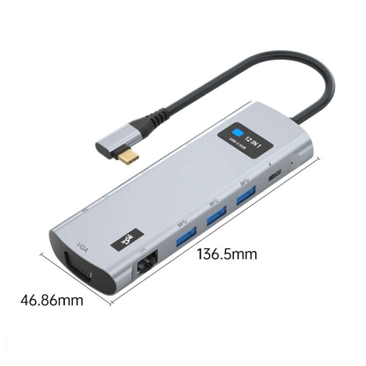 Z261 12 in 1 Elbow USB-C/Type-C to USB MST Smart Docking Station HUB Adapter