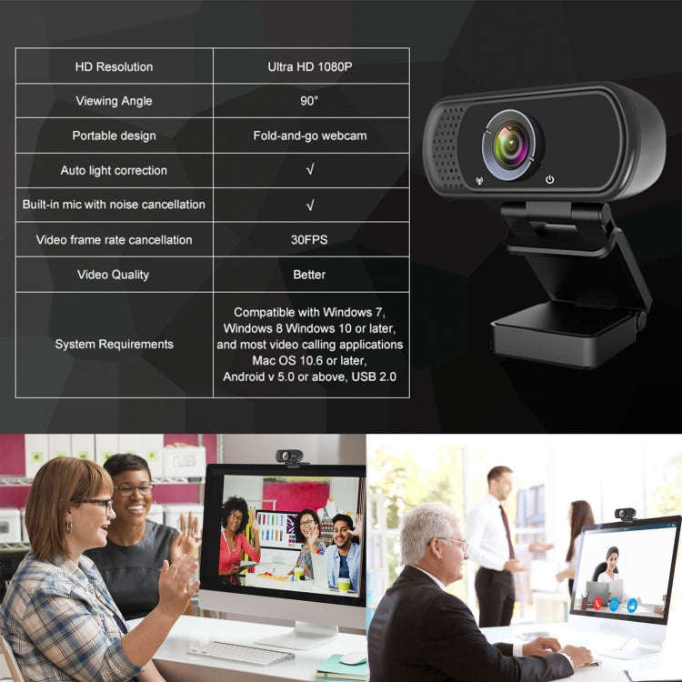 W5 HD 1080P USB Fixed Focus Camera With Mic