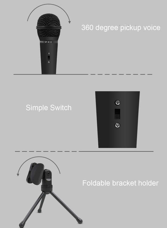 Yanmai SF-910 Professional Condenser Sound Recording Microphone with Tripod Holder, Cable Length:...