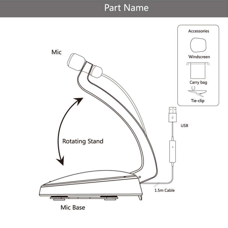 Yanmai SF-911B USB 2.0 Professional Condenser Sound Recording Microphone with Base Holder, Cable ...