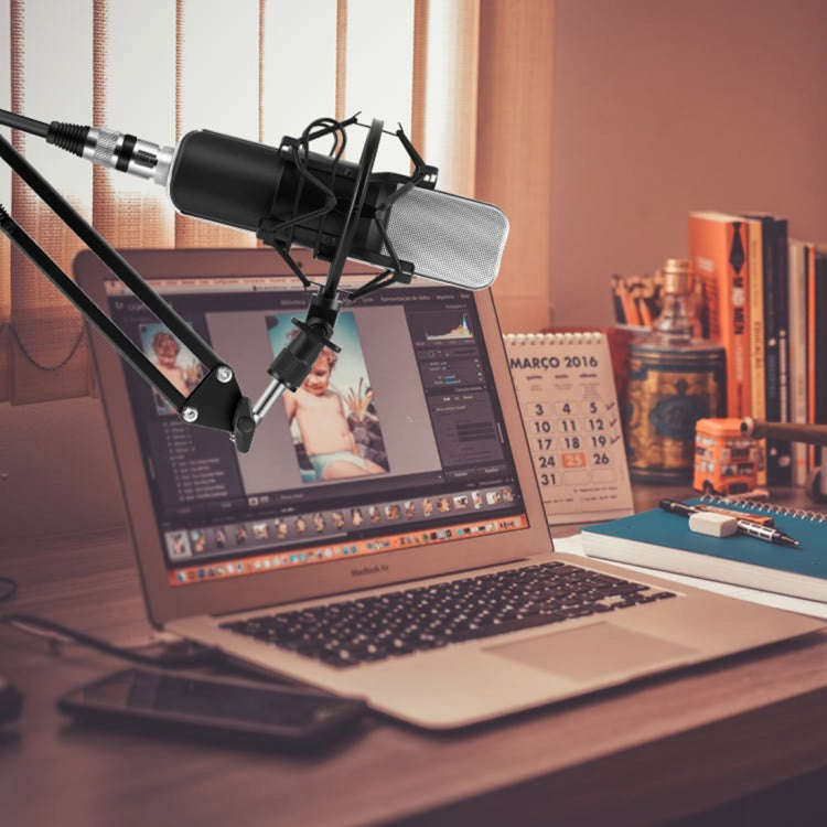 Yanmai Q8 Professional Game Condenser Sound Recording Microphone with Holder, Compatible with PC ...