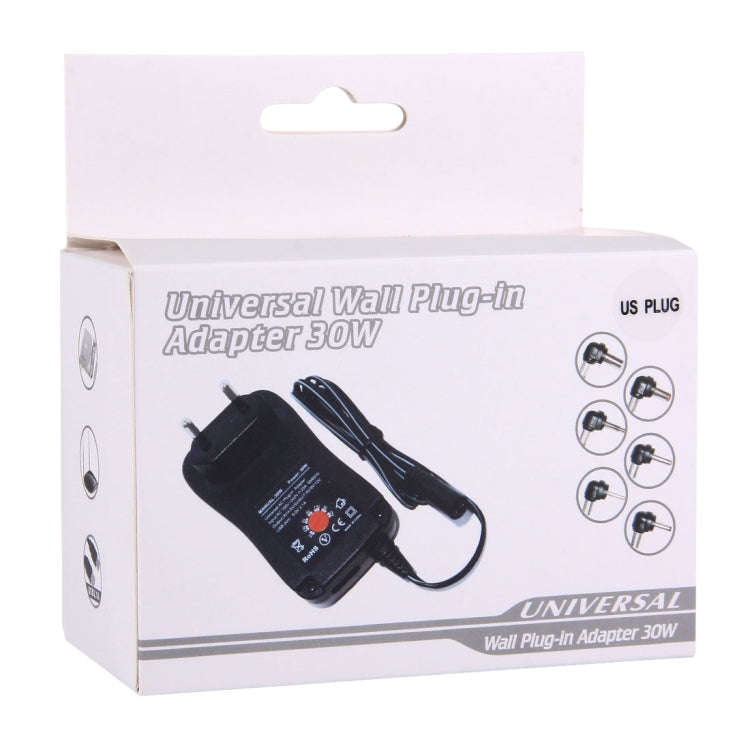 US Plug Universal 30W Power Wall Plug-in Adapter with 5V 2.1A USB Port, Tips: 6 PCS, Cable Length...
