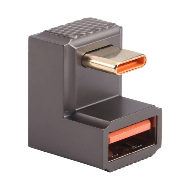 USB-C / Type-C Male to USB Female 10 Gbps U-Shaped Elbow Charging Adapter (Gun Metal)
