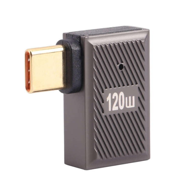 USB-C / Type-C Male to USB Female 10 Gbps 90 Degree Side Bend Charging Adapter (Gun Metal)