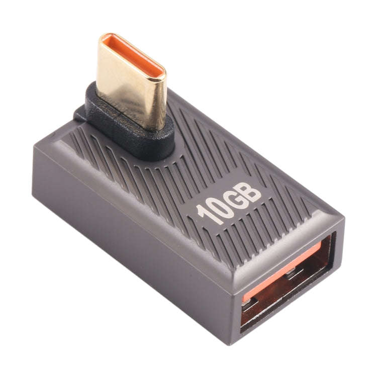 USB-C / Type-C Male to USB Female 10 Gbps 90 Degree Middle Bend Charging Adapter (Gun Metal)