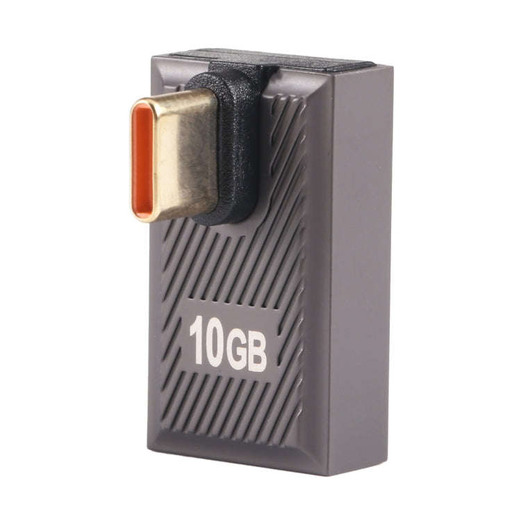 USB-C / Type-C Male to USB Female 10 Gbps 90 Degree Middle Bend Charging Adapter (Gun Metal)