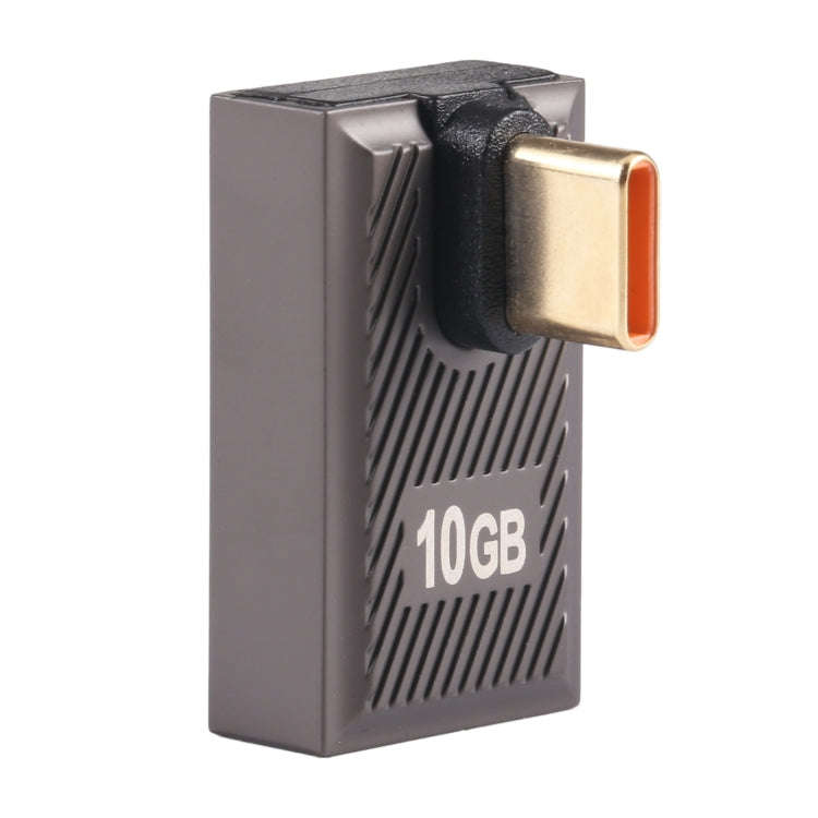USB-C / Type-C Male to USB Female 10 Gbps 90 Degree Middle Bend Charging Adapter (Gun Metal)