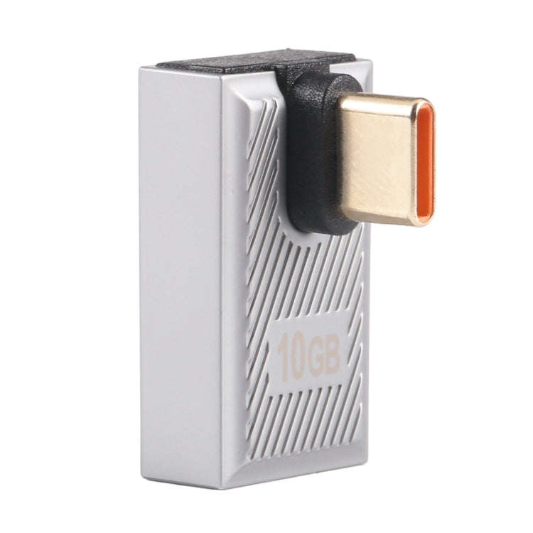 USB-C / Type-C Male to USB Female 10 Gbps 90 Degree Middle Bend Charging Adapter (Silver)