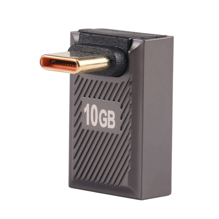 USB-C / Type-C Male to USB Female 10 Gbps 90 Degree Front Bend Charging Adapter (Gun Metal)