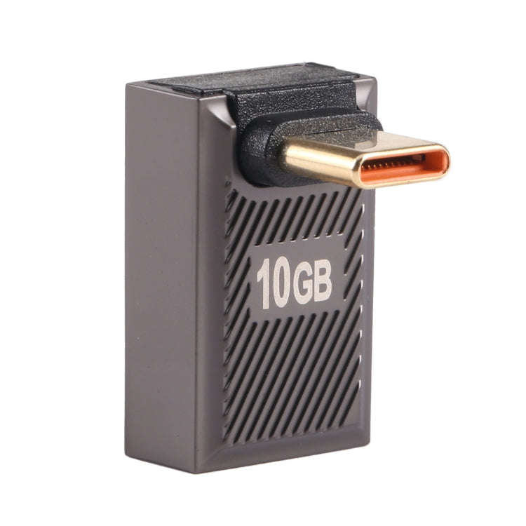 USB-C / Type-C Male to USB Female 10 Gbps 90 Degree Front Bend Charging Adapter (Gun Metal)