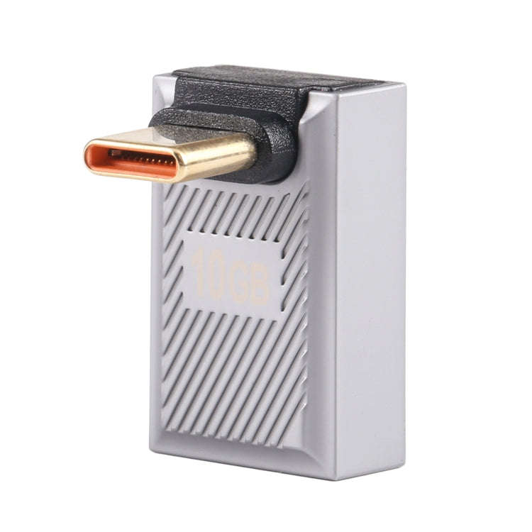 USB-C / Type-C Male to USB Female 10 Gbps 90 Degree Front Bend Charging Adapter (Silver)
