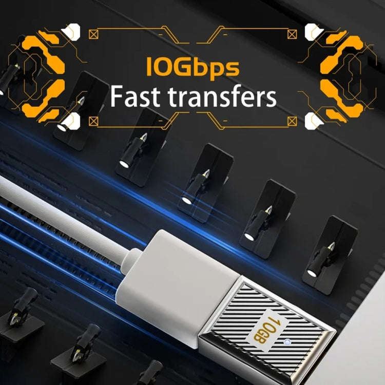 USB-C / Type-C Male to USB Female 10 Gbps 90 Degree Front Bend Charging Adapter (Silver)