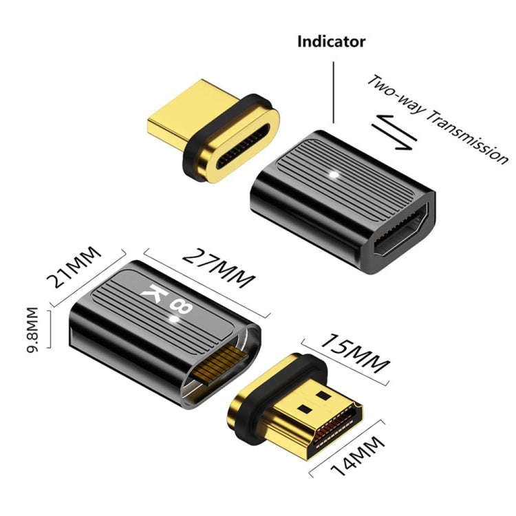 8K 60Hz HDMI Male to HDMI Female Magnetic Adapter (Blue)