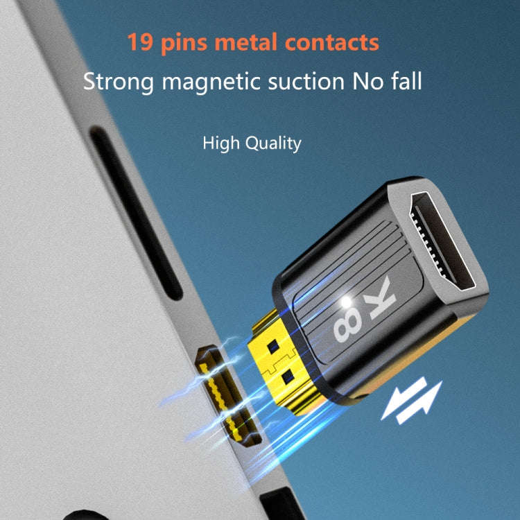 8K 60Hz HDMI Male to HDMI Female Magnetic Adapter (Silver)