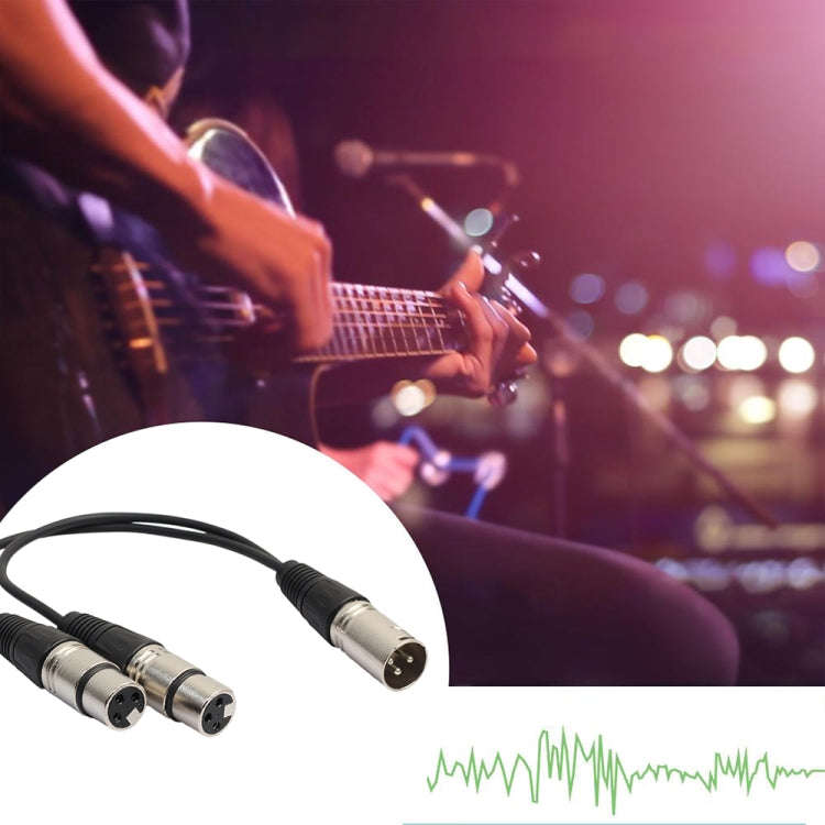30cm 3 Pin XLR CANNON 1 Male to 2 Female Audio Connector Adapter Cable for Microphone / Audio Equ...