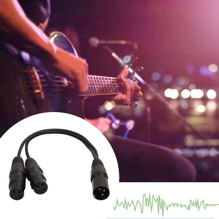 30cm 3 Pin XLR CANNON 1 Male to 2 Female Audio Connector Adapter Cable for Microphone / Audio Equ...
