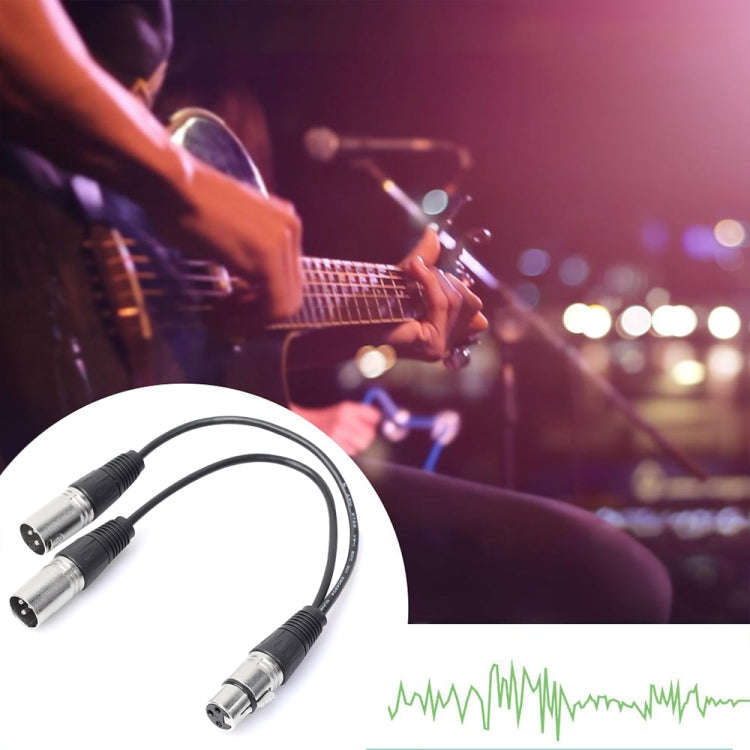 30cm 3 Pin XLR CANNON 1 Female to 2 Male Audio Connector Adapter Cable for Microphone / Audio Equ...