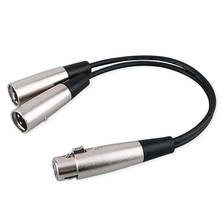 30cm Metal Head 3 Pin XLR CANNON 1 Female to 2 Male Audio Connector Adapter Cable for Microphone ...