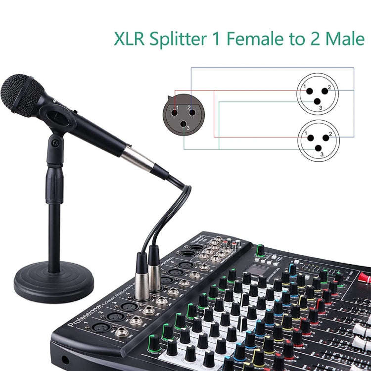 30cm Metal Head 3 Pin XLR CANNON 1 Female to 2 Male Audio Connector Adapter Cable for Microphone ...