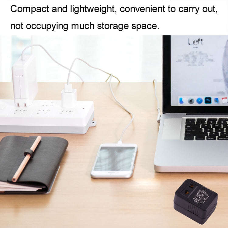 110V to 220V 50W AC Power Socket Adapter,  EU/US Plug to US Plug(Black)