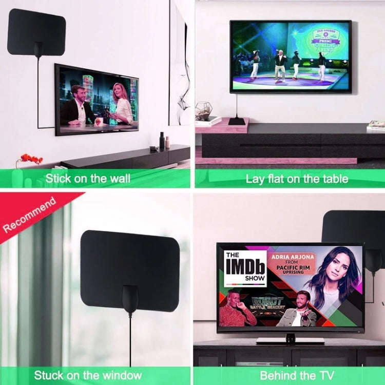 AN-1002 5dBi/25dBi Indoor HDTV Antenna with Sucker, VHF170-230/UHF470-862MHz(Black)