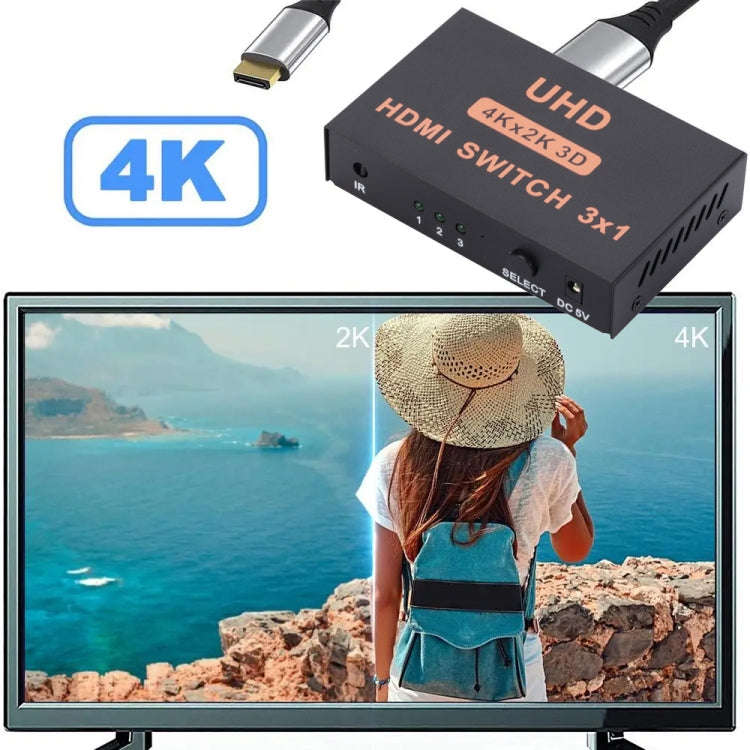 HDMI Switch 3 into 1 out 4Kx2K HD Video Switch, with Remote Control