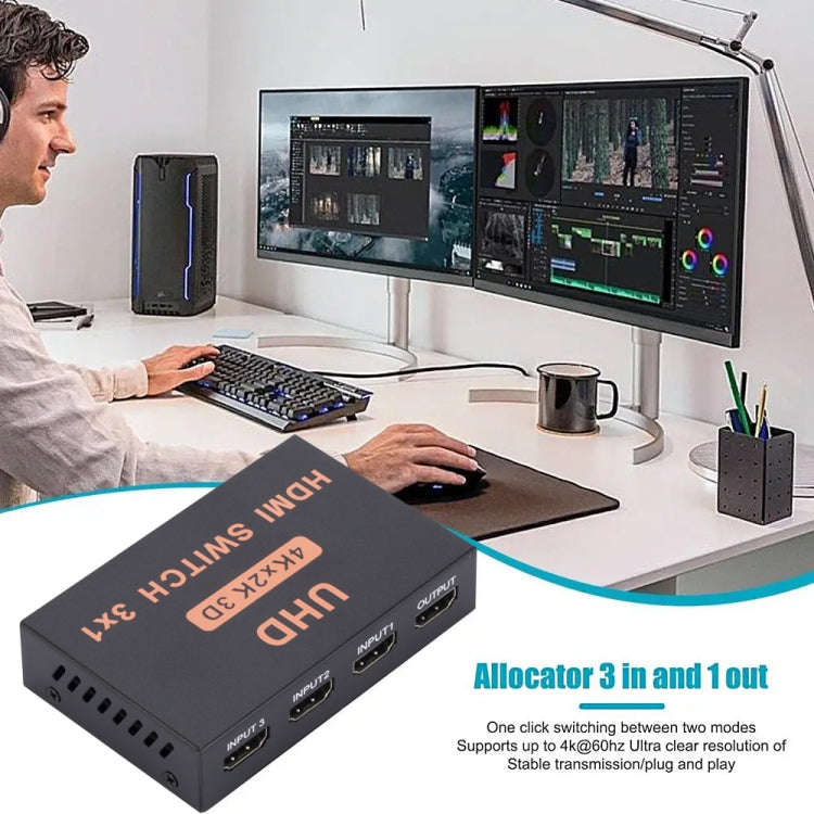 HDMI Switch 3 into 1 out 4Kx2K HD Video Switch, with Remote Control