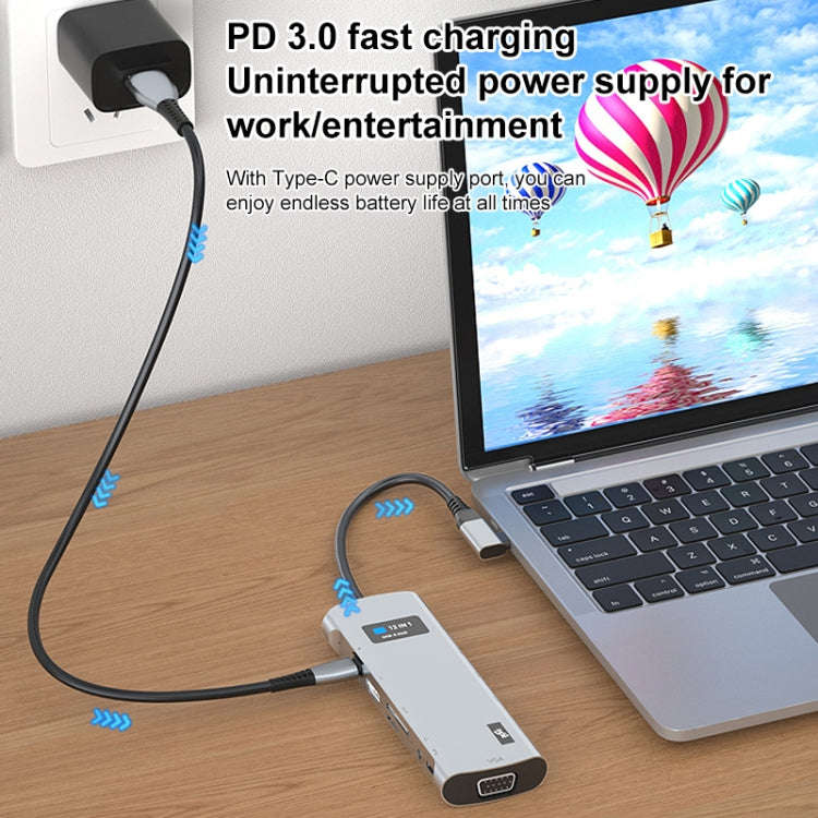 V261A 12 in 1 Elbow USB-C/Type-C to USB Digital Display Docking Station HUB Adapter
