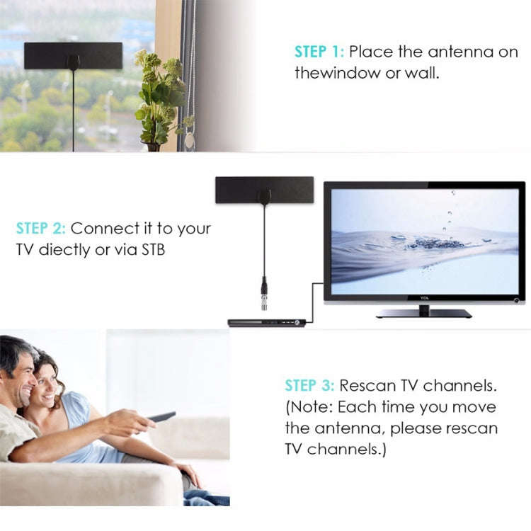 25 Miles Range 28dBi High Gain Amplified Digital HDTV Indoor Outdoor TV Antenna with 3.7m Coaxial...