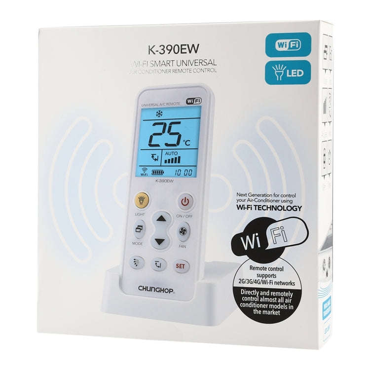 CHUNGHOP K-390EW WiFi Smart Universal Air Conditioner A/C Remote Control with Backlight & LED Lig...